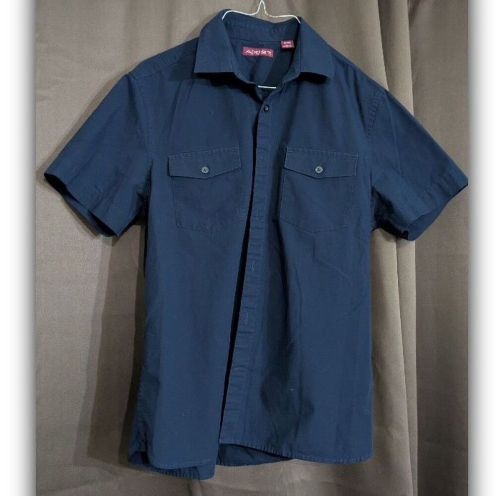 Axist Shirt Men Size M Navy Blue Short Sleeve Button Down